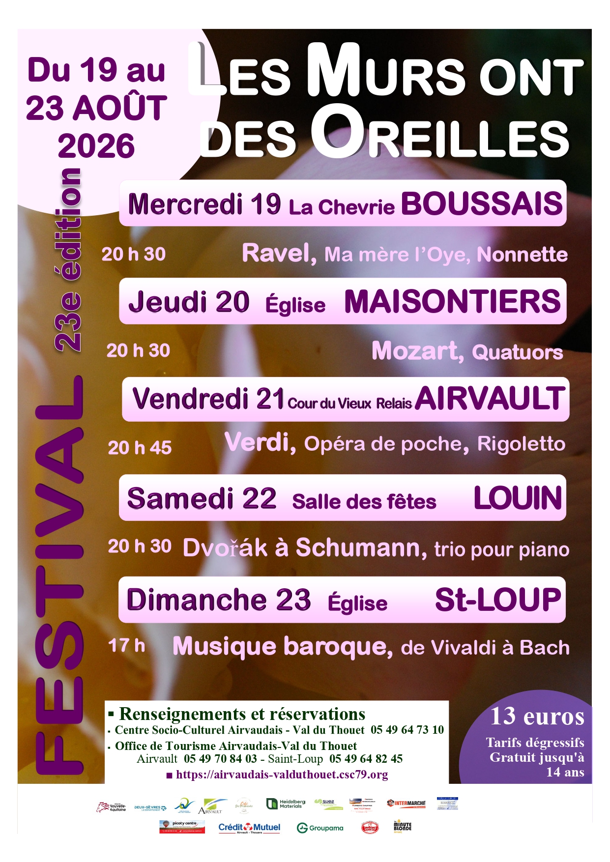 Concert Orchestre de musique baroque, de VIVALDI à BACH, dans le cadre du Festival Les Murs ont des Oreilles Église Notre-Dame de l’Assomption Saint-Loup-Lamairé