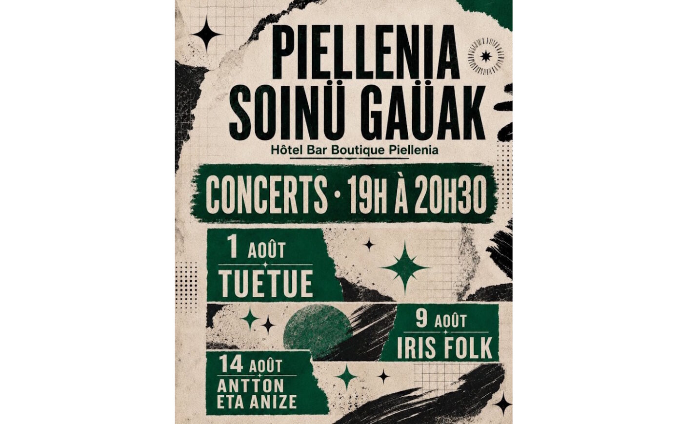 Concert Tuetue Place centrale Tardets-Sorholus