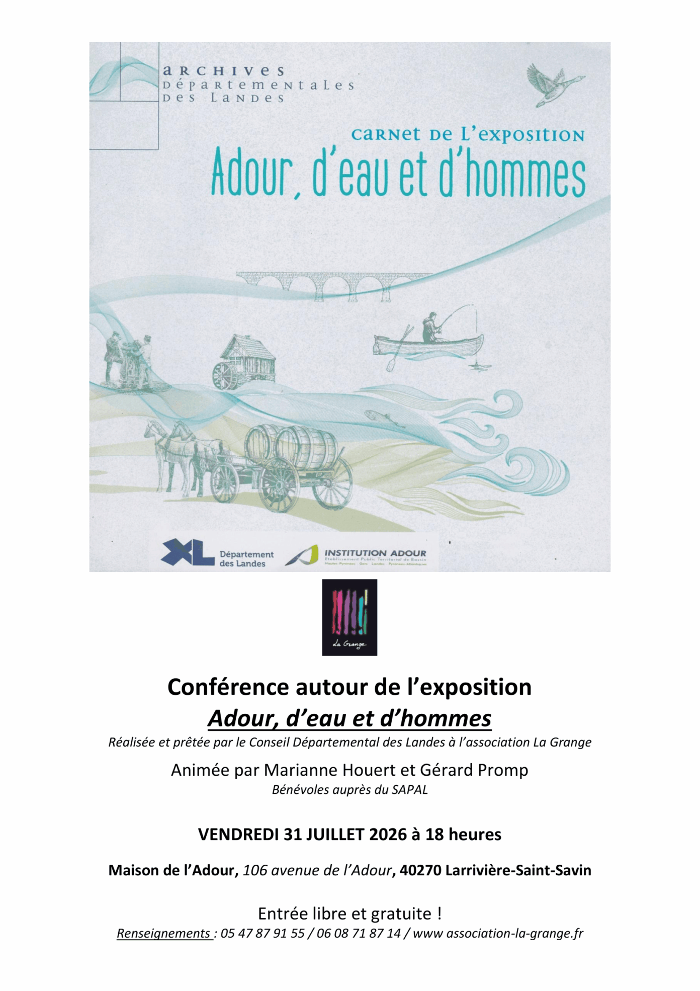 Conférence autour de l&rsquo;exposition Adour, d&rsquo;eau et d&rsquo;hommes  Larrivière-Saint-Savin