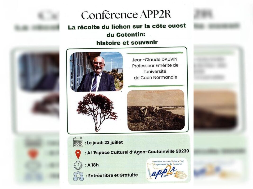 Conférence La récolte du lichen sur la côte ouest du Cotentin histoire et souvenir Espace culturel Agon-Coutainville
