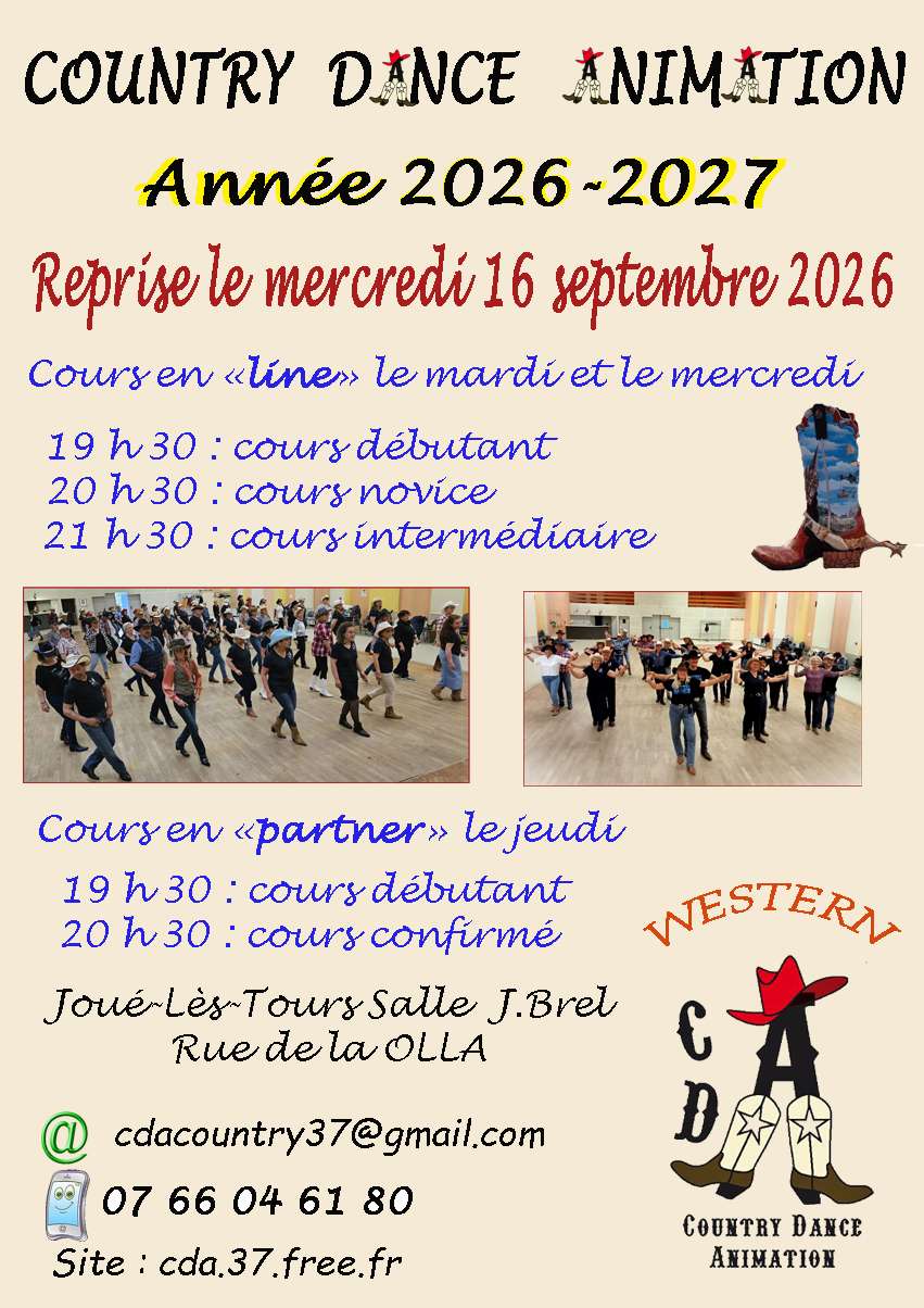 Country Dance Animation Reprise des cours Joué-lès-Tours
