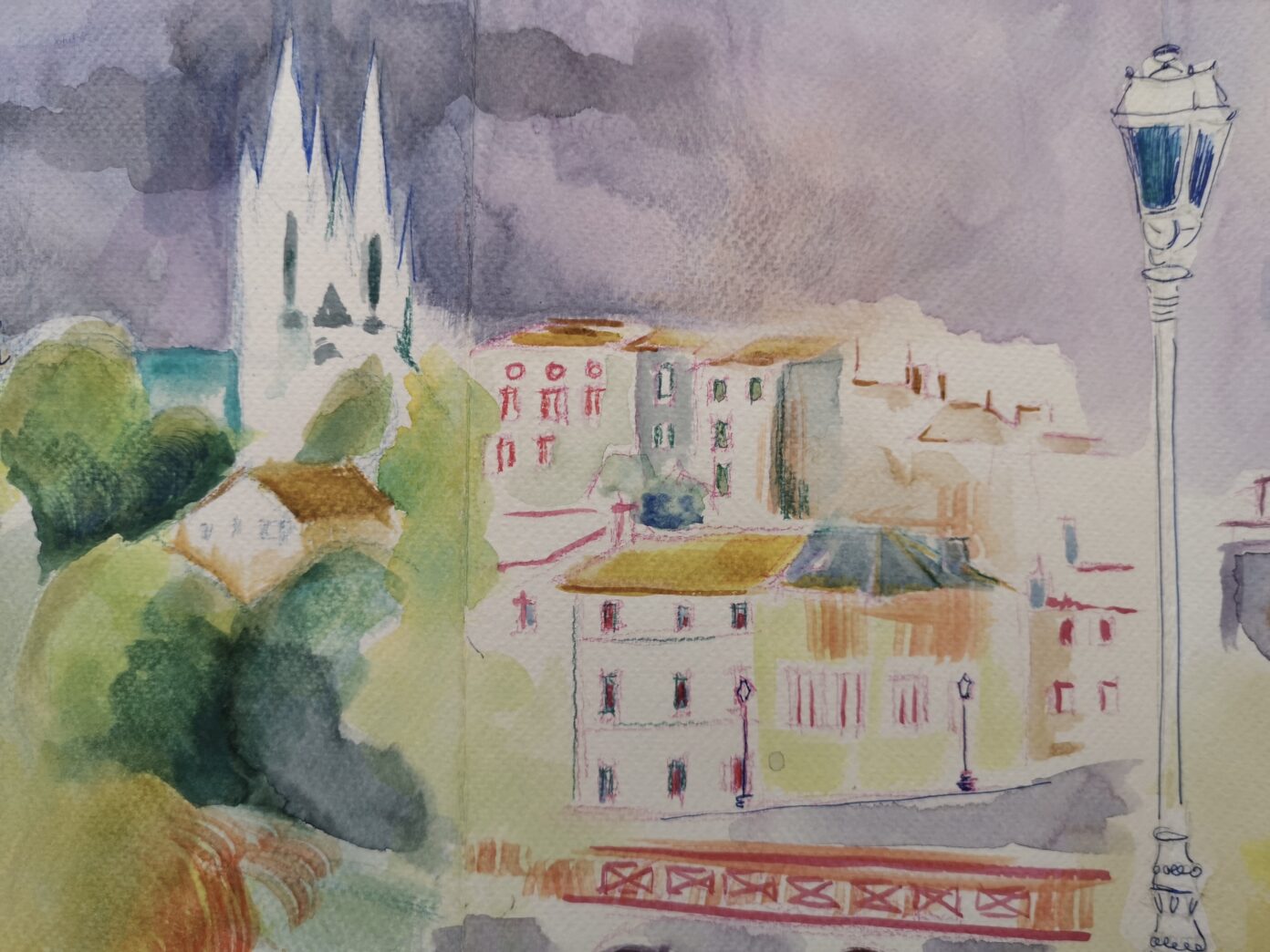 Croquis urbain à Niort square Georges Henri Clouzot Niort