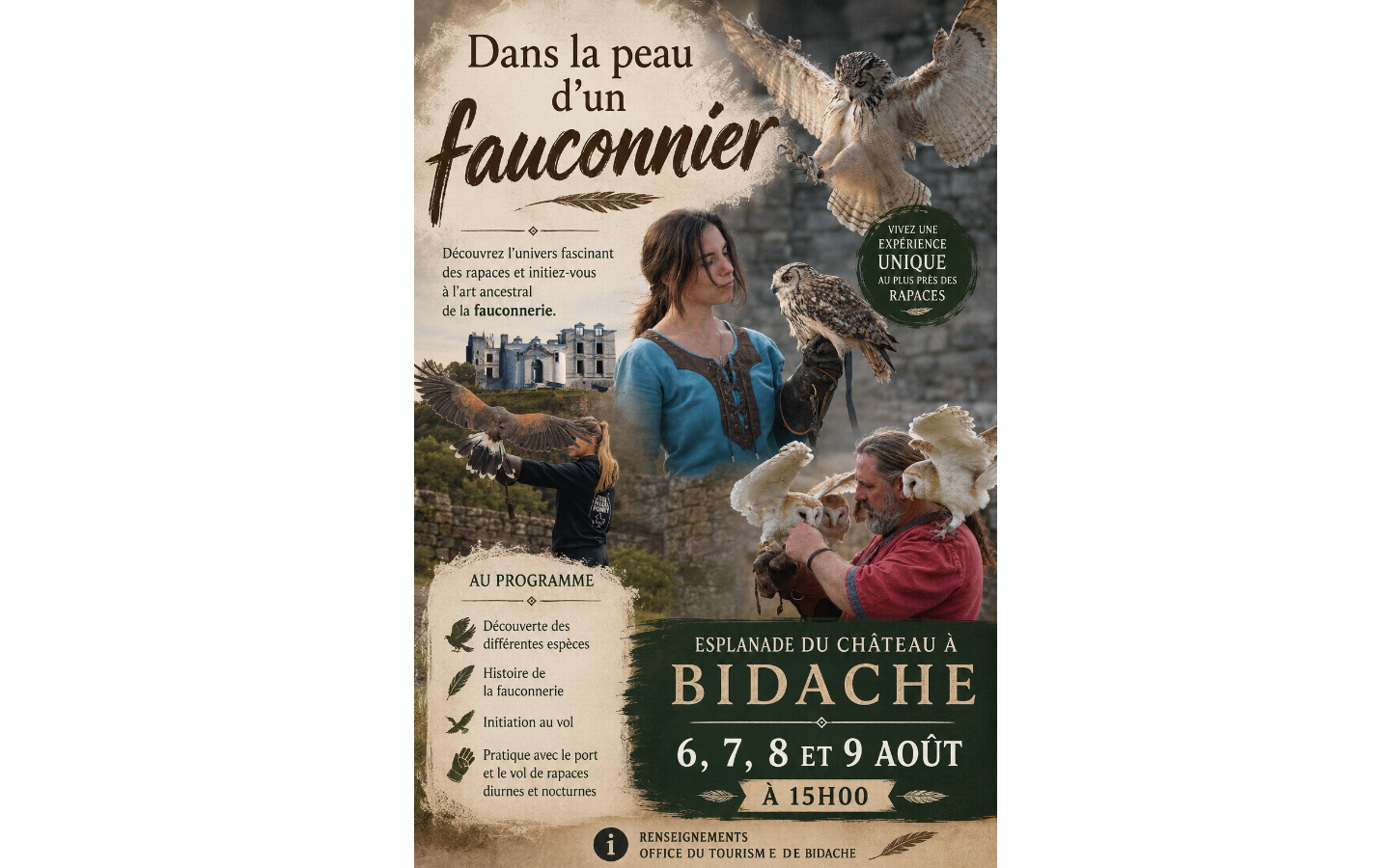 Dans la peau d'un fauconnier Château de Gramont Bidache 2026-08-06