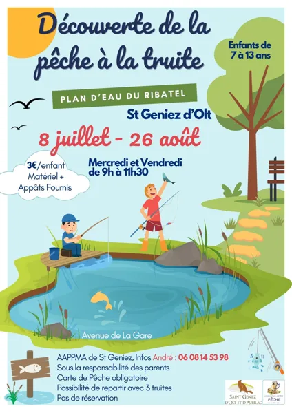 Découverte de la Pêche à la truite au plan d’eau du Ribatel à St Geniez d’Olt Saint Geniez d’Olt et d’Aubrac
