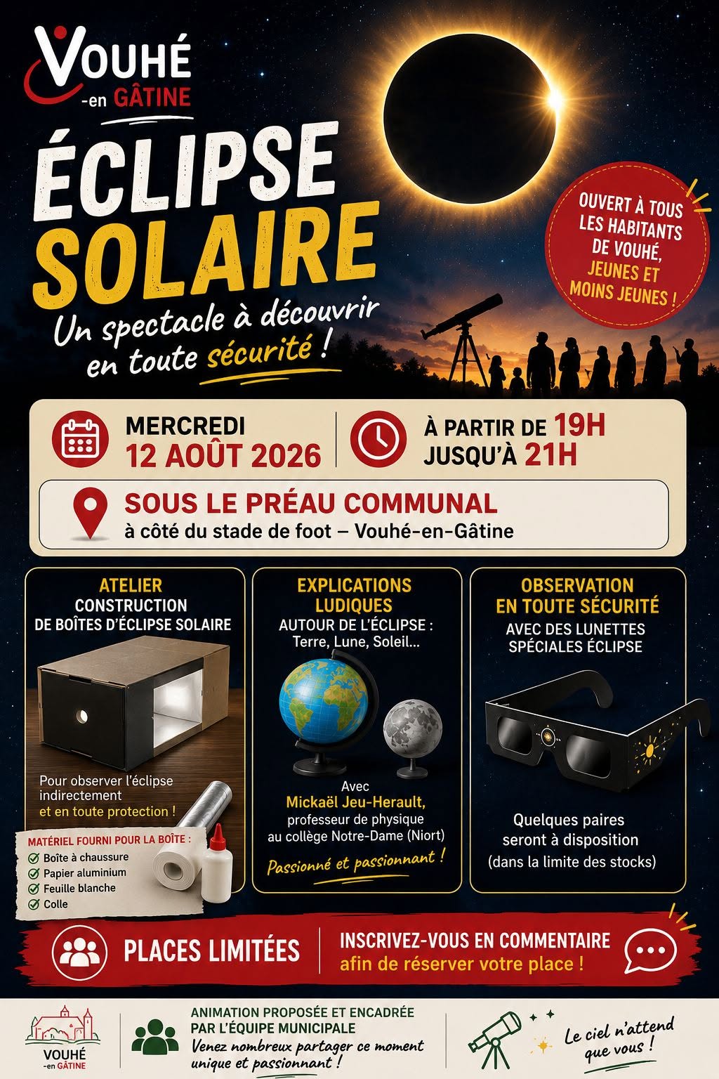 Découverte de l&rsquo;éclipse solaire  Vouhé