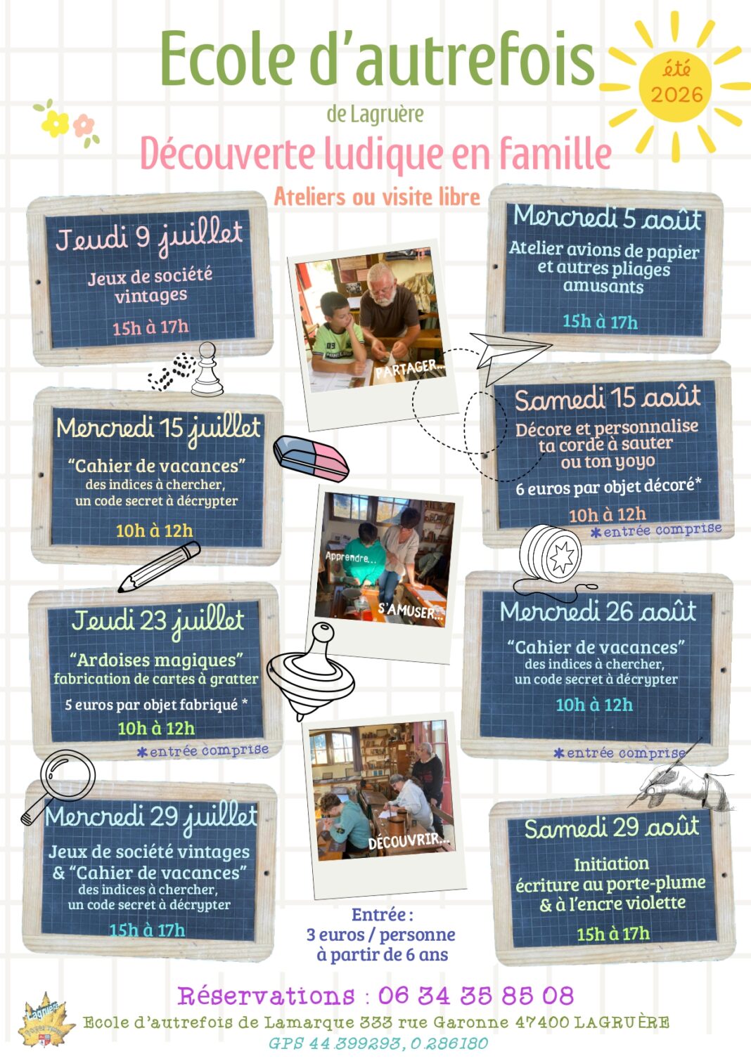 Découverte ludique en famille à l’Ecole d’autrefois Ecole d’autrefois Lagruère