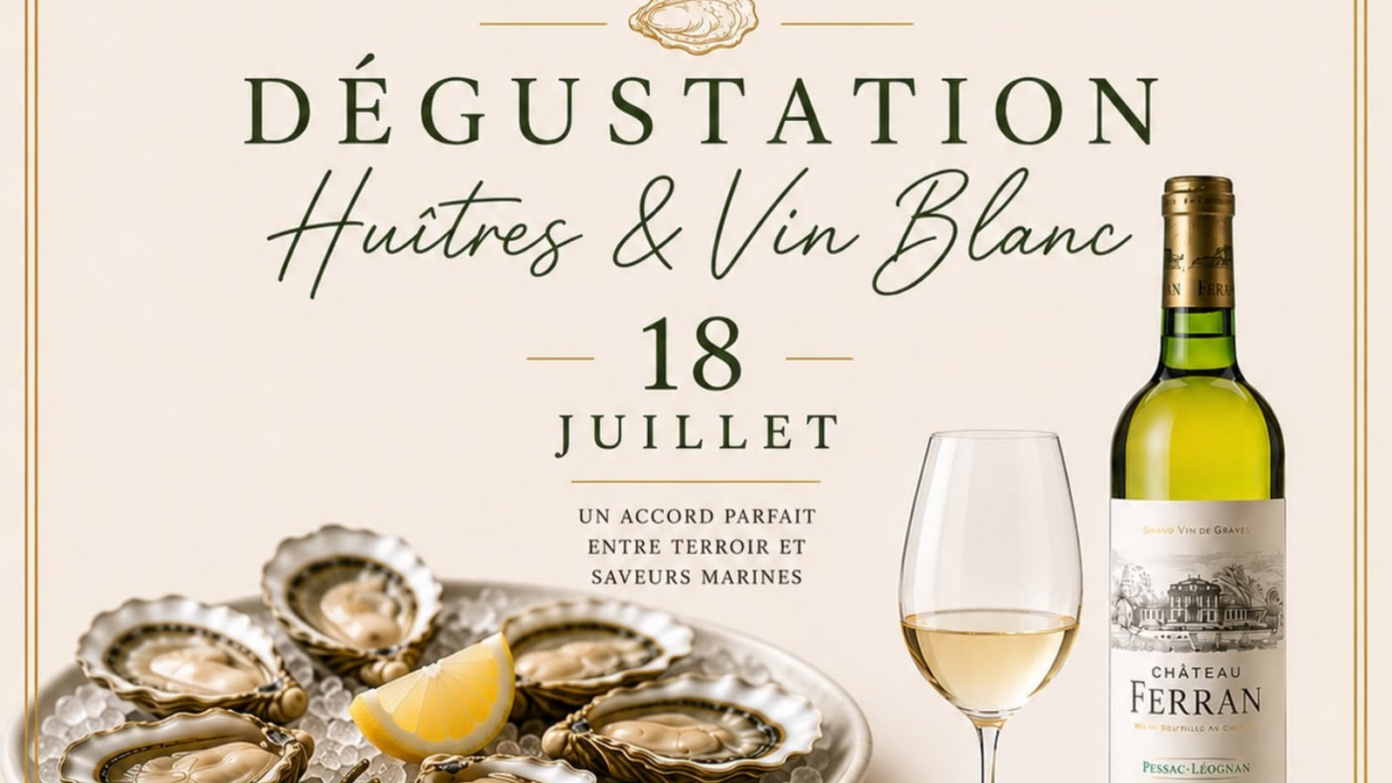 Dégustation Huîtres et Vin blanc Château Ferran Martillac