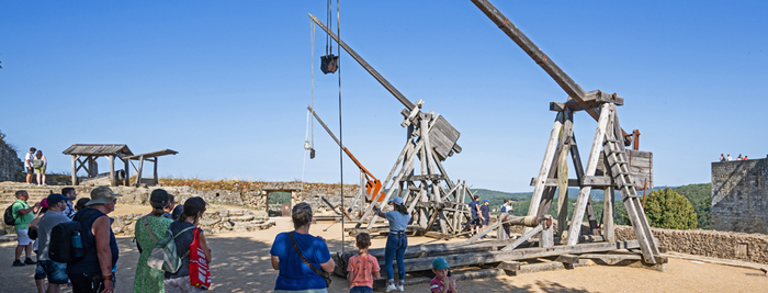 Démonstration de tir au trébuchet, Château de Castelnaud, Castelnaud-la-Chapelle