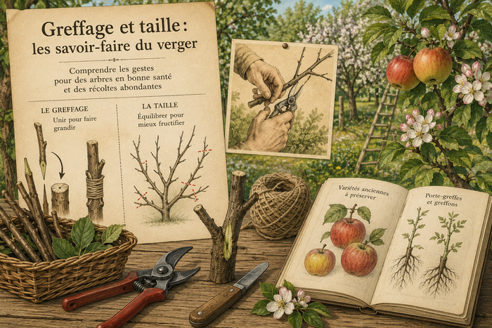 Démonstration : les gestes anciens du verger, greffage et taille des arbres fruitiers, Maison de La Dame Blanche, Les Damps