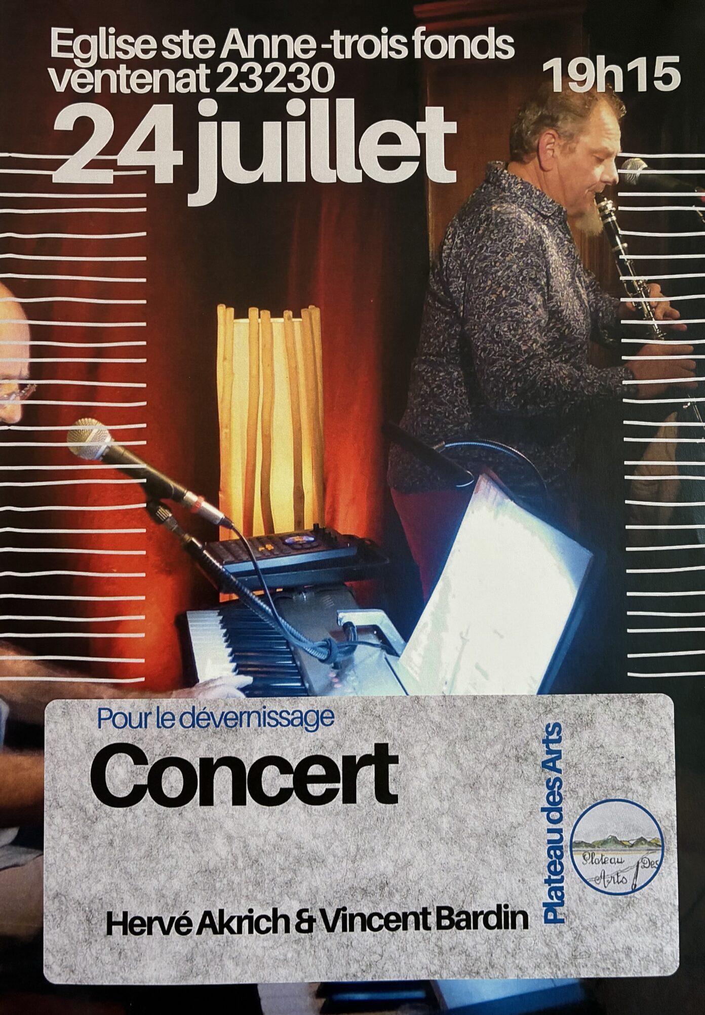 Dévernissage & concert Le Plateau des Arts Eglise Ste Anne 23230 Trois-Fonds Trois-Fonds