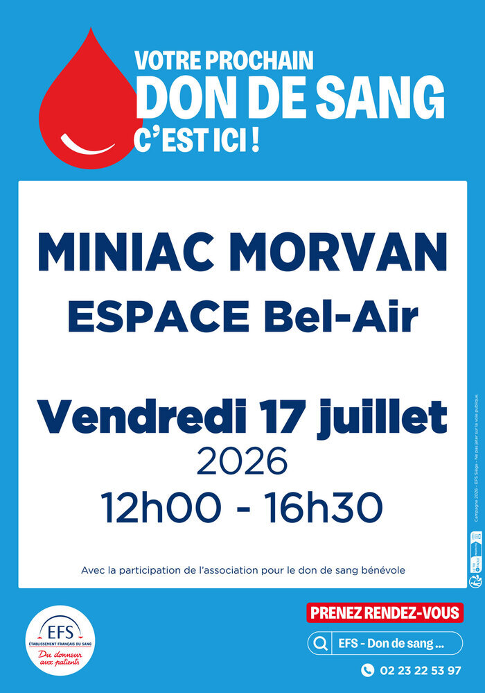 Don de sang, Espace Bel-Air, Miniac-Morvan