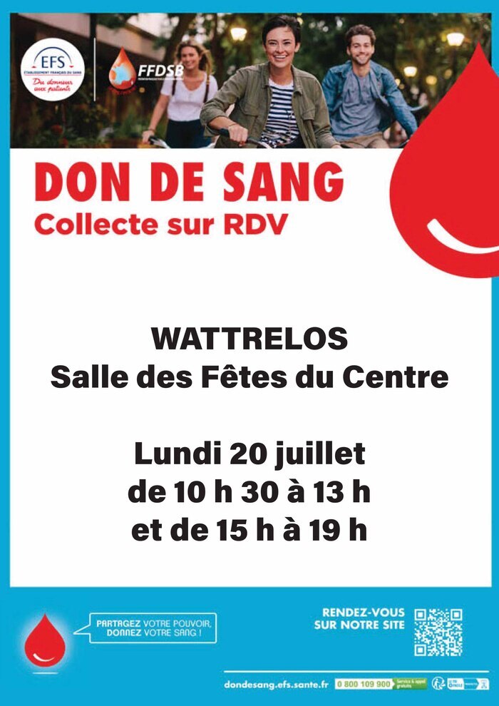 Don du sang, Salle des Fêtes du Centre, Wattrelos