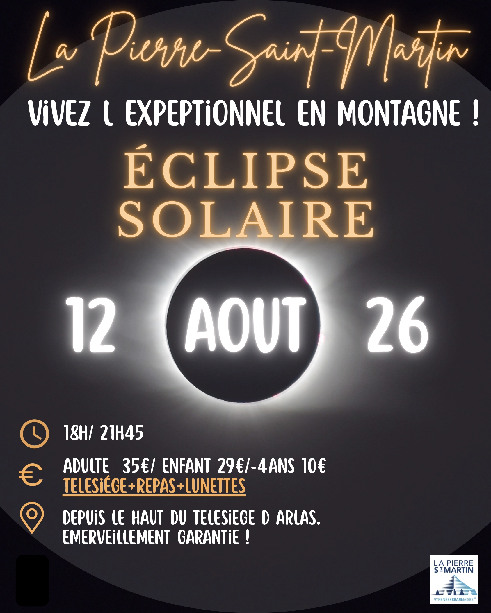 Éclipse solaire  Arette 2026-08-12