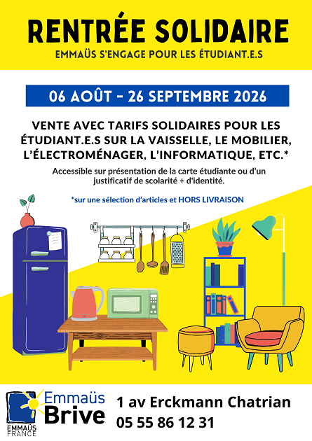 EMMAÜS Brive Vente solidaire etudiants Brive-la-Gaillarde
