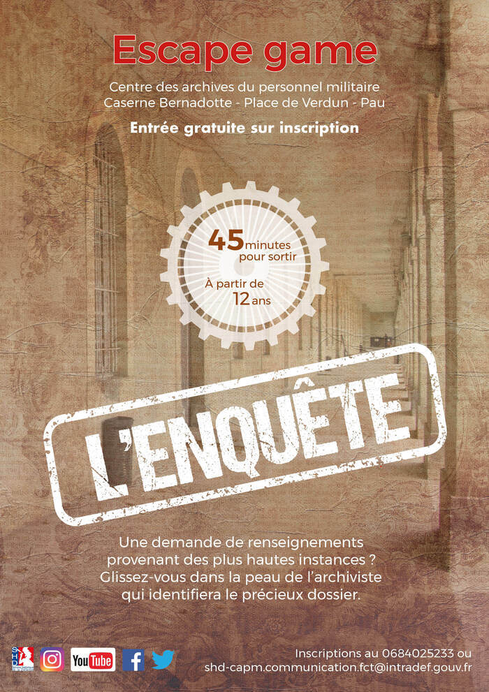Escape game : « L'enquête » Caserne Bernadotte Pau