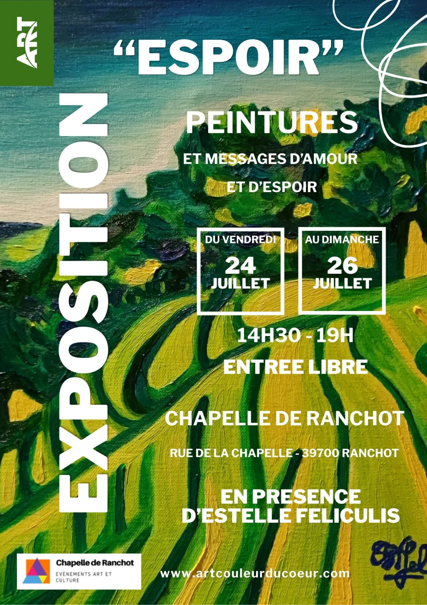 ESPOIR Exposition Peintures et messages d’amour et d’espoir Rue de la Chapelle Ranchot