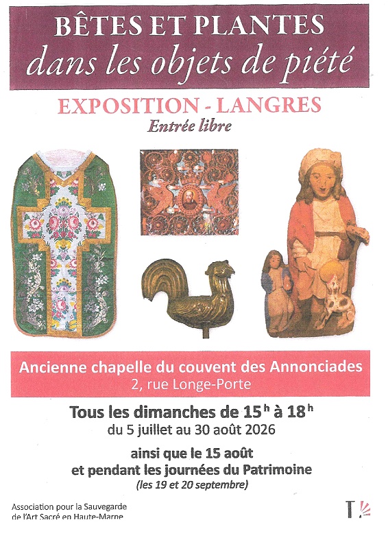 Exposition Bêtes etPlantes dans les objets de piété Langres