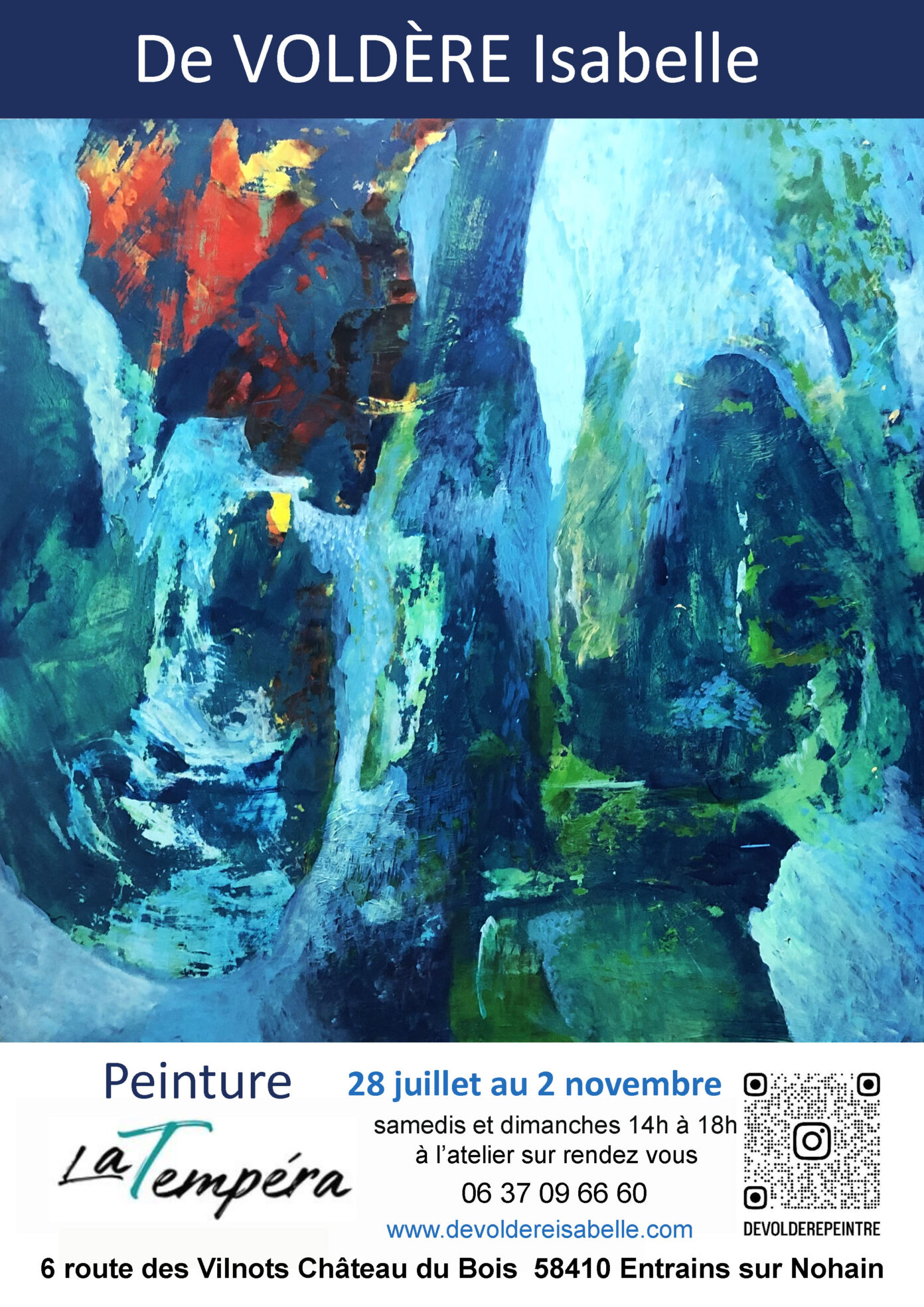 Exposition de peinture d’Isabelle De Voldère Nuit d’été La Tempéra Entrains-sur-Nohain