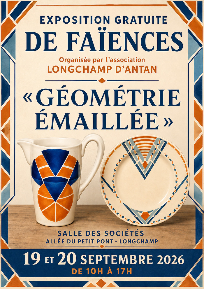 Exposition de pièces de faïence « Géométrie émaillée », Salle des Sociétés, Longchamp