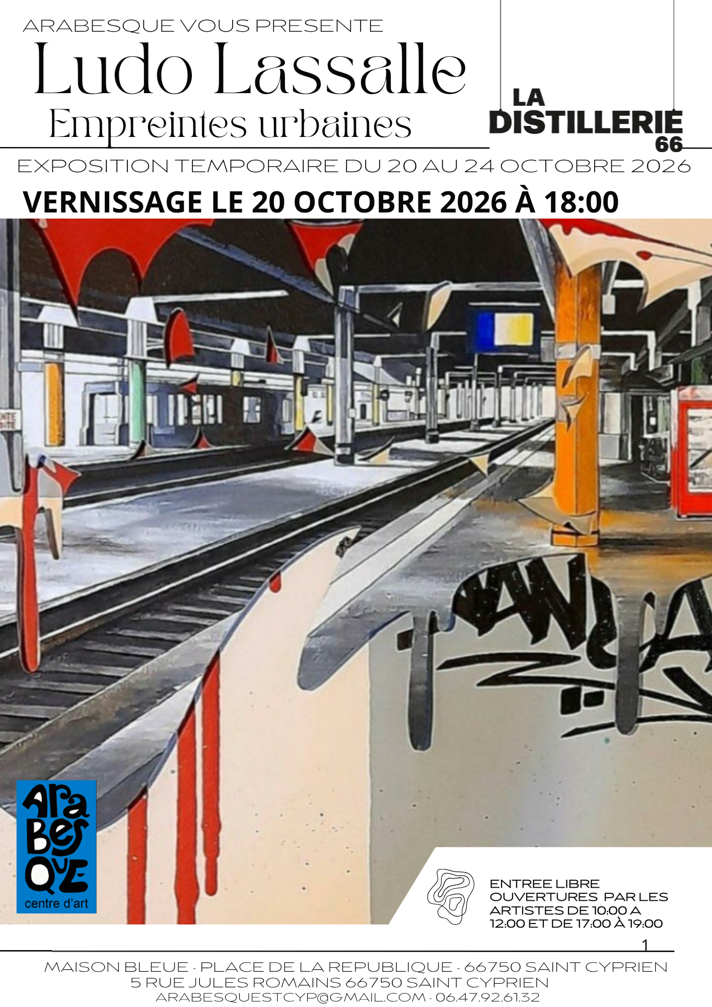 EXPOSITION EMPREINTES URBAINES DE LUDO LASSALE CHEZ ARABESQUE 5 rue Jules Romains Saint-Cyprien 2026-10-20