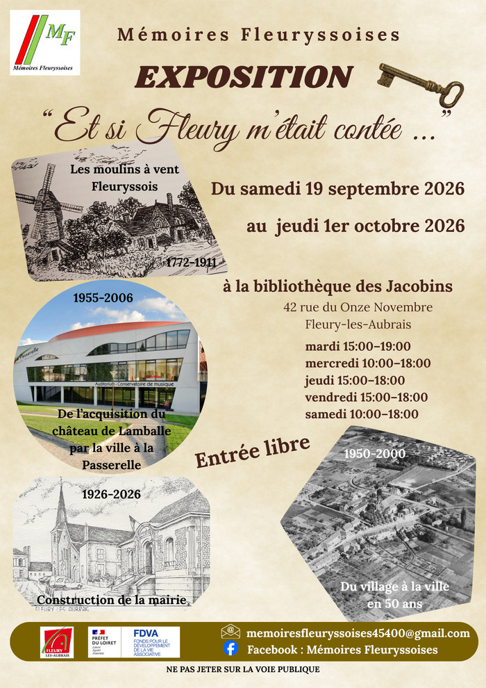 Exposition  » Et si Fleury m&rsquo;était contée … », Bibliothèque des Jacobins, Fleury-les-Aubrais