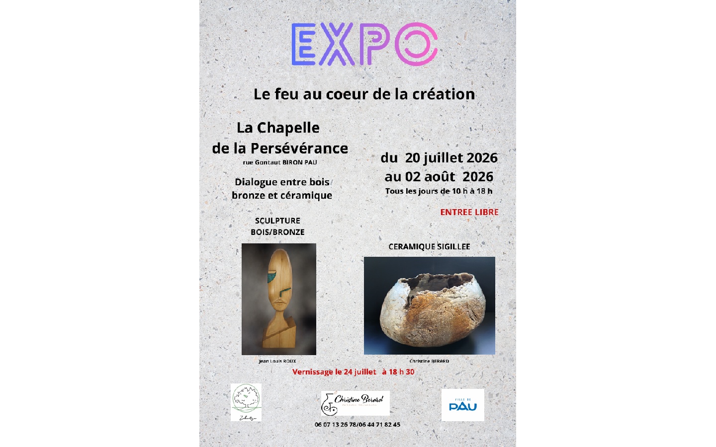 Exposition: Le feu au cœur de la création La chapelle de la Persévérance Pau 2026-07-20