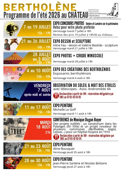 Exposition photos & Cirque Minuscule à Bertholène Bertholène