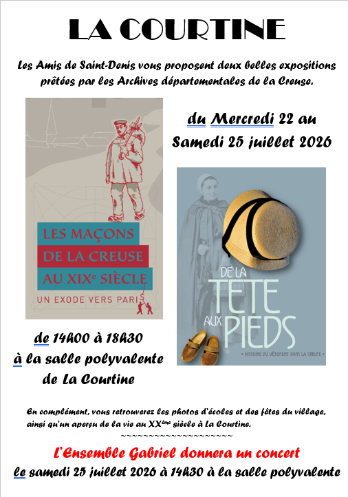 Expositions Les maçons de la Creuse au XIXème siècle et De la tête aux pieds La Courtine