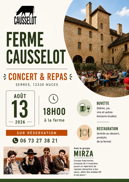 Ferme du Causselot concert et repas Valady