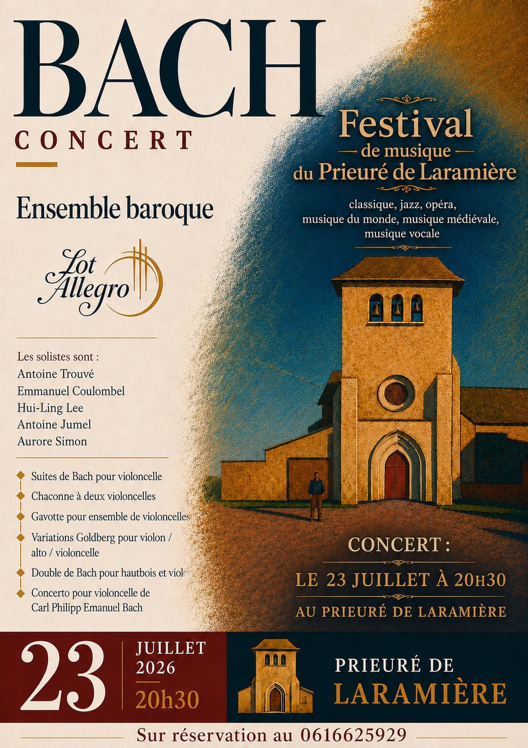 Festival de musique au Prieuré de Laramière concert de Bach par Lot Allegro Laramière