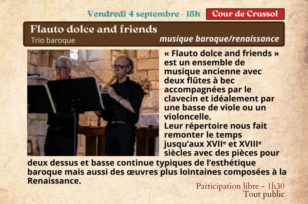 Festival Re-naissance à Figeac concert Flauto dolce and friends  Figeac