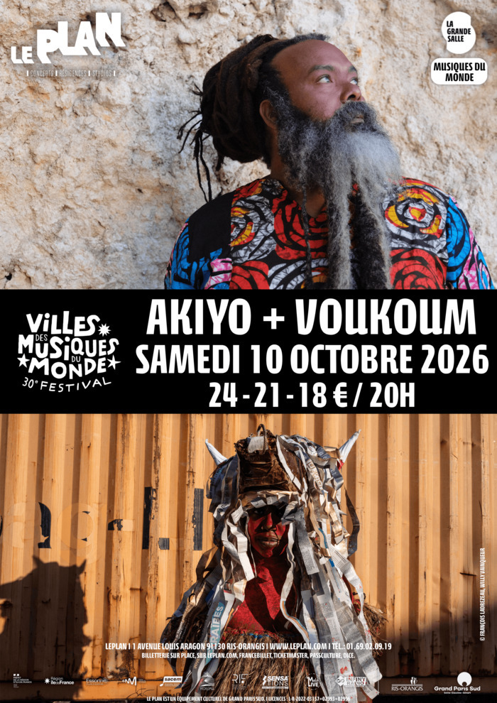 FESTIVAL VILLES DES MUSIQUES DU MONDE : AKIYO + VOUKOUM, Le Plan, Ris-Orangis