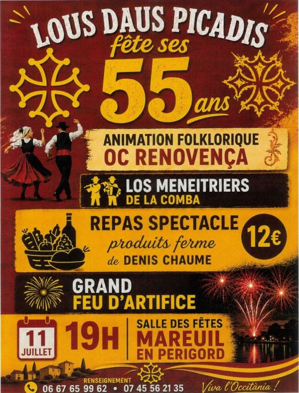 Fête du groupe folklorique Lous Daus Picadis Mareuil en Périgord
