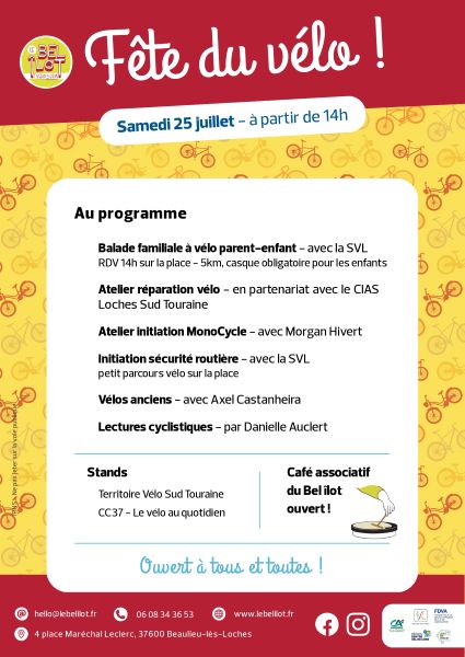Fête du vélo avec le Bel îlot ! Beaulieu-lès-Loches