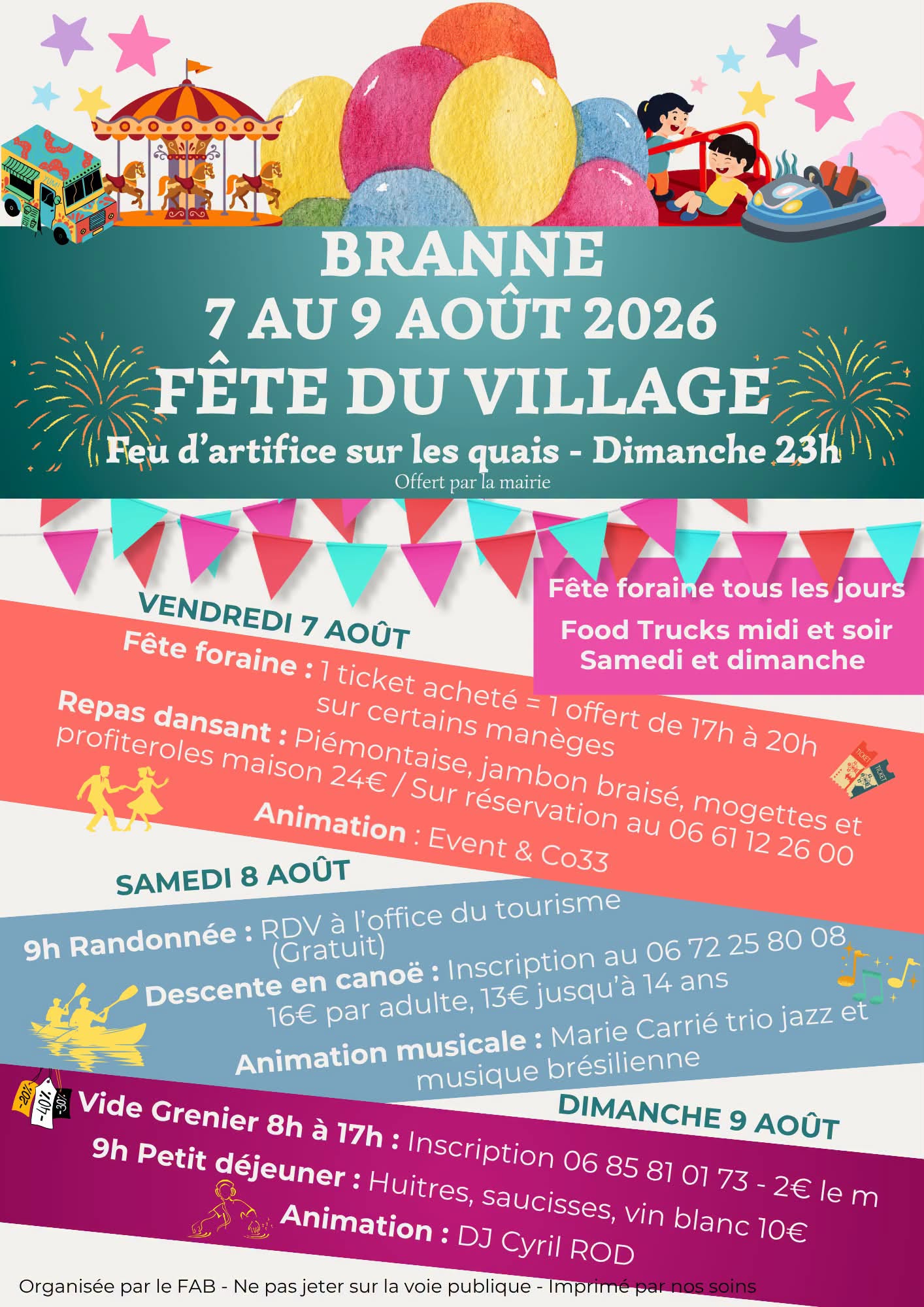 Fête locale 2026 Centre ville Branne 2026-08-07