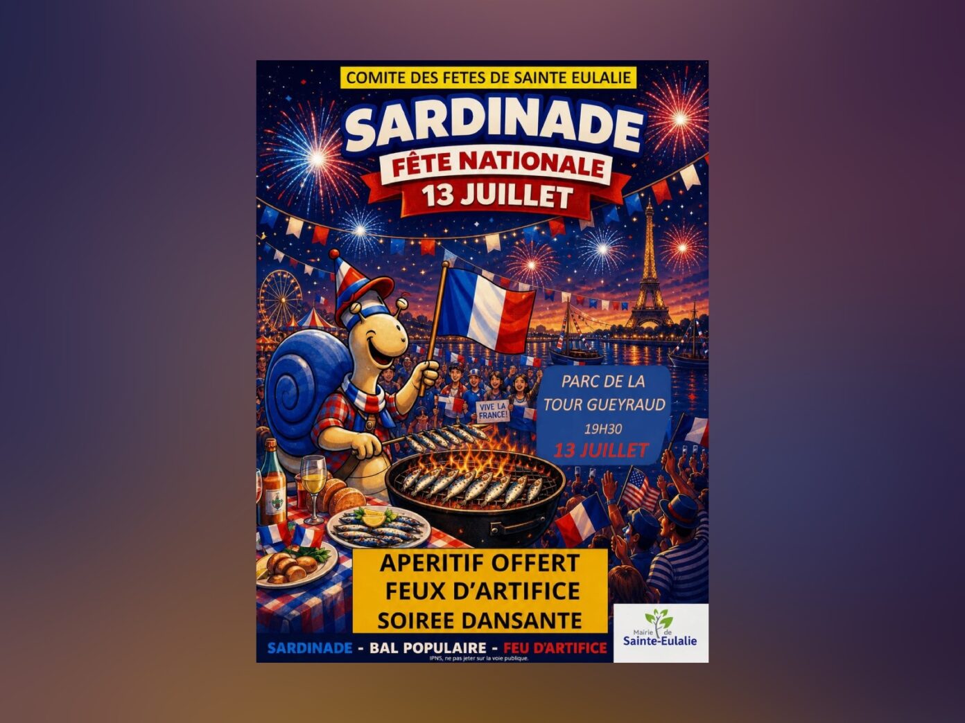 Fête nationale, sardinade et feu d’artifice Rue de la Tour Gueyrau Sainte-Eulalie