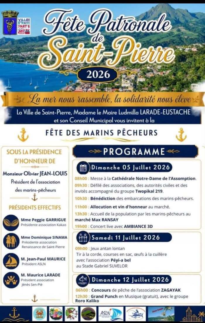 FÊTE PATRONALE DE SAINT-PIERRE « La mer nous rassemble, la solidarité nous élève. », Saint-Pierre Martinique, Saint-Pierre