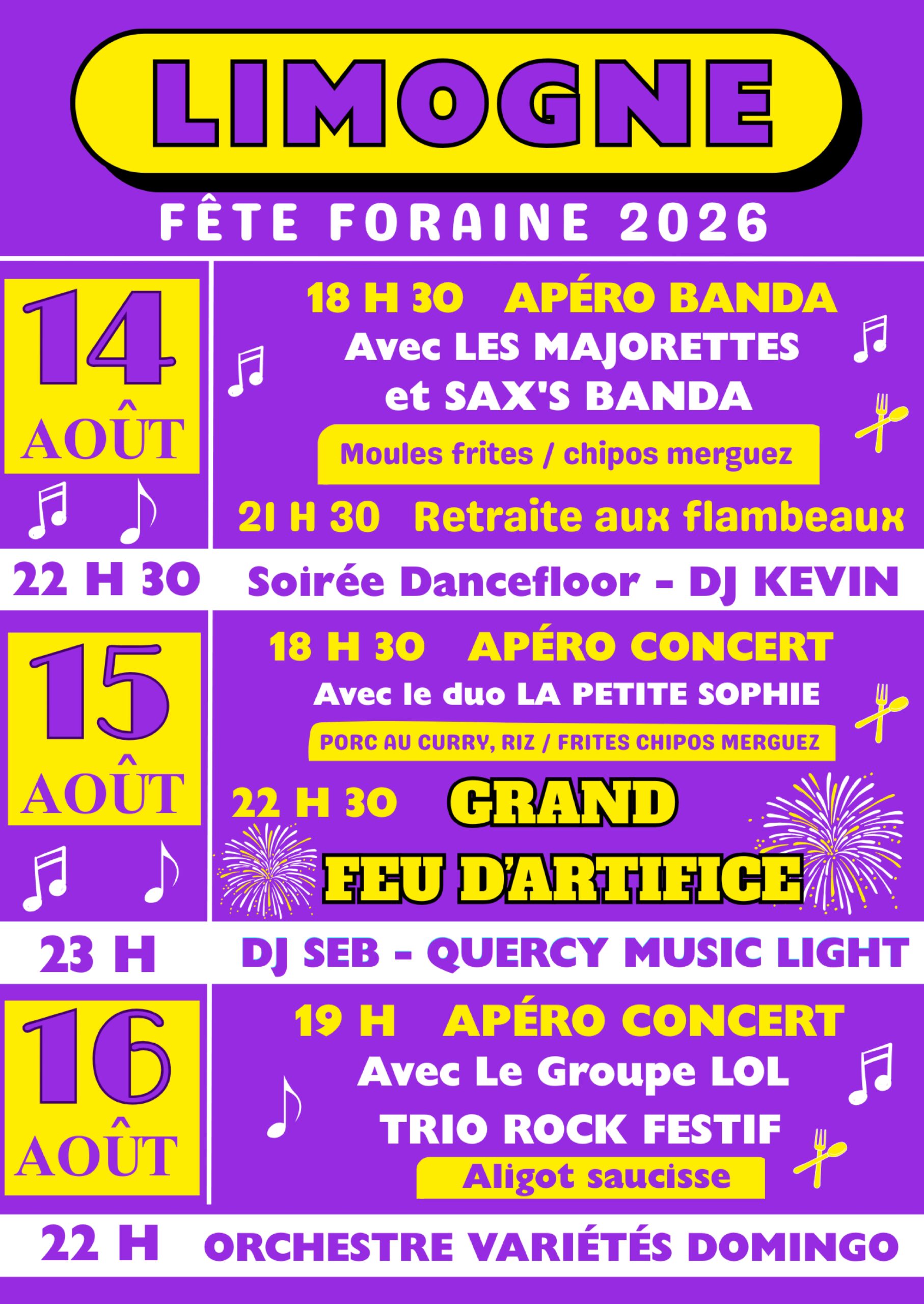 Fête votive de Limogne en Quercy le bourg Limogne-en-Quercy 2026-08-14