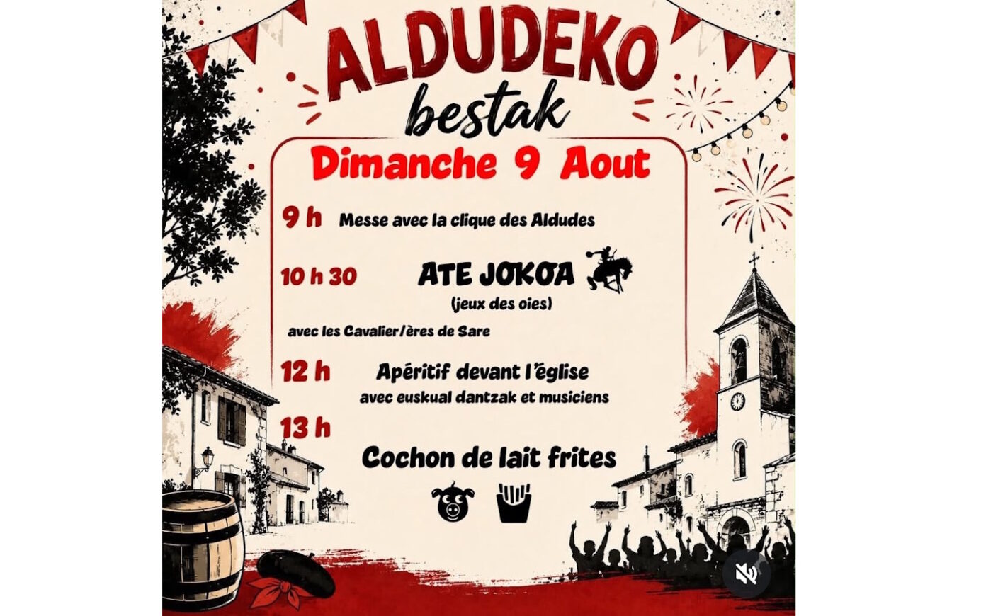 Fêtes de village animations, repas, jeux intervillages et feu d&rsquo;artifice  Aldudes
