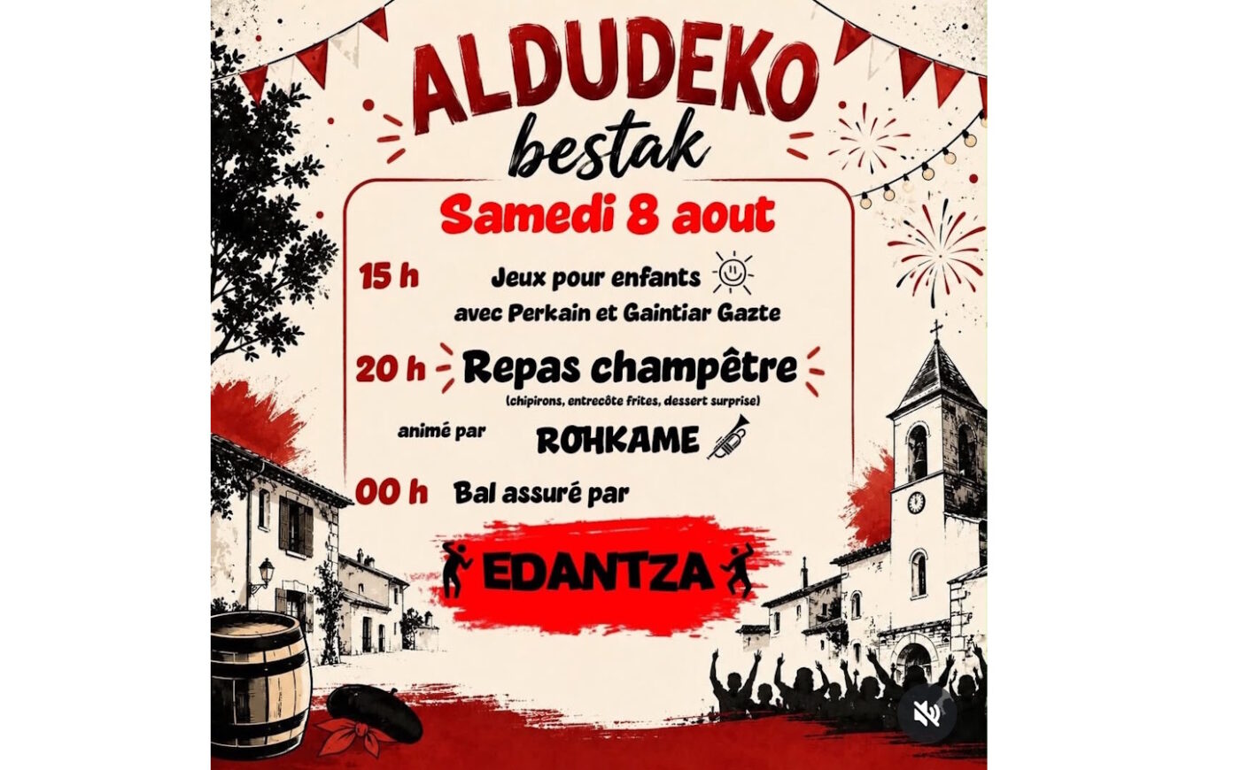 Fêtes de village jeux pour enfants, repas champêtre et bal Aldudes