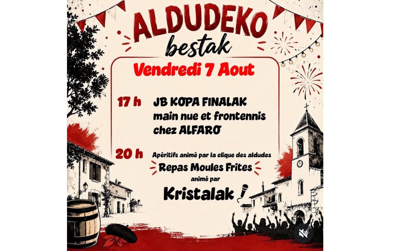 Fêtes de village pelote basque, soirée animée moules frites  Aldudes