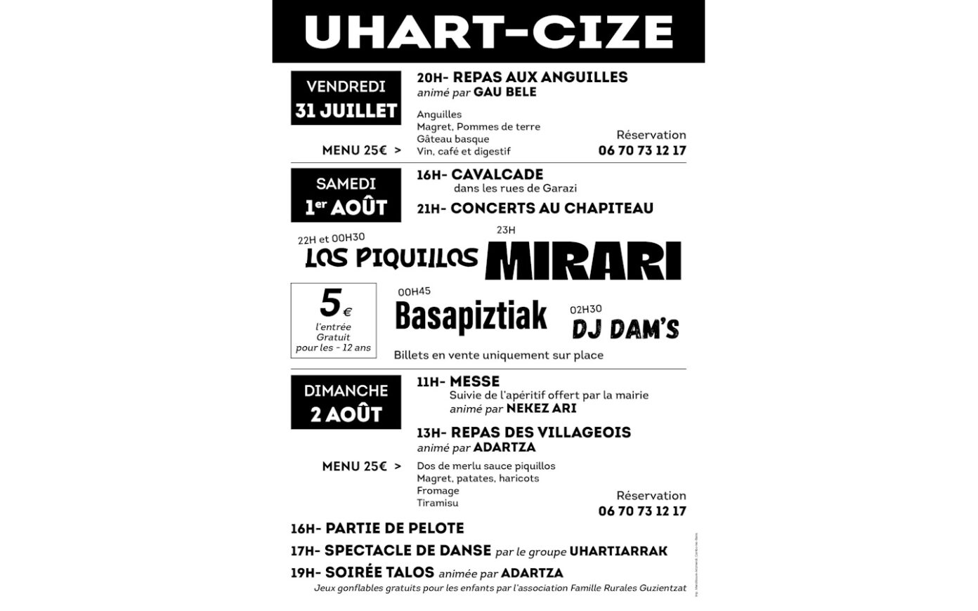 Fêtes de village repas aux anguilles animé Uhart-Cize