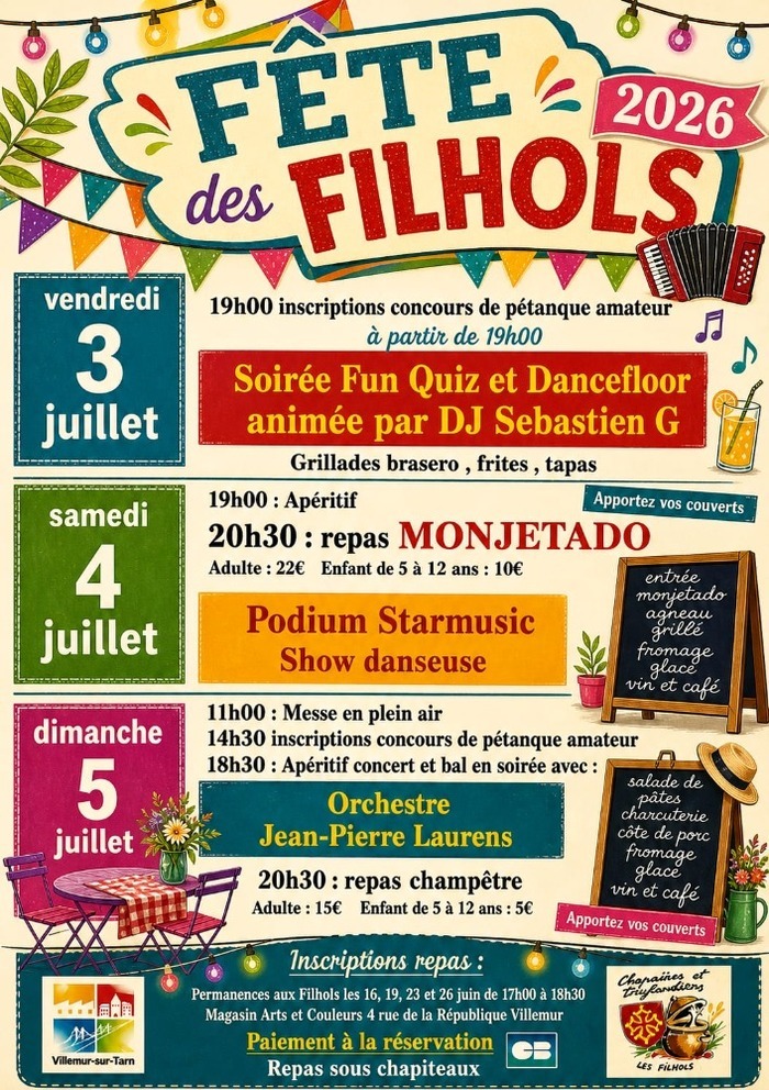 Fêtes des Filhols les 3, 4 et 5 juillet, Les Filhols, Villemur-sur-Tarn