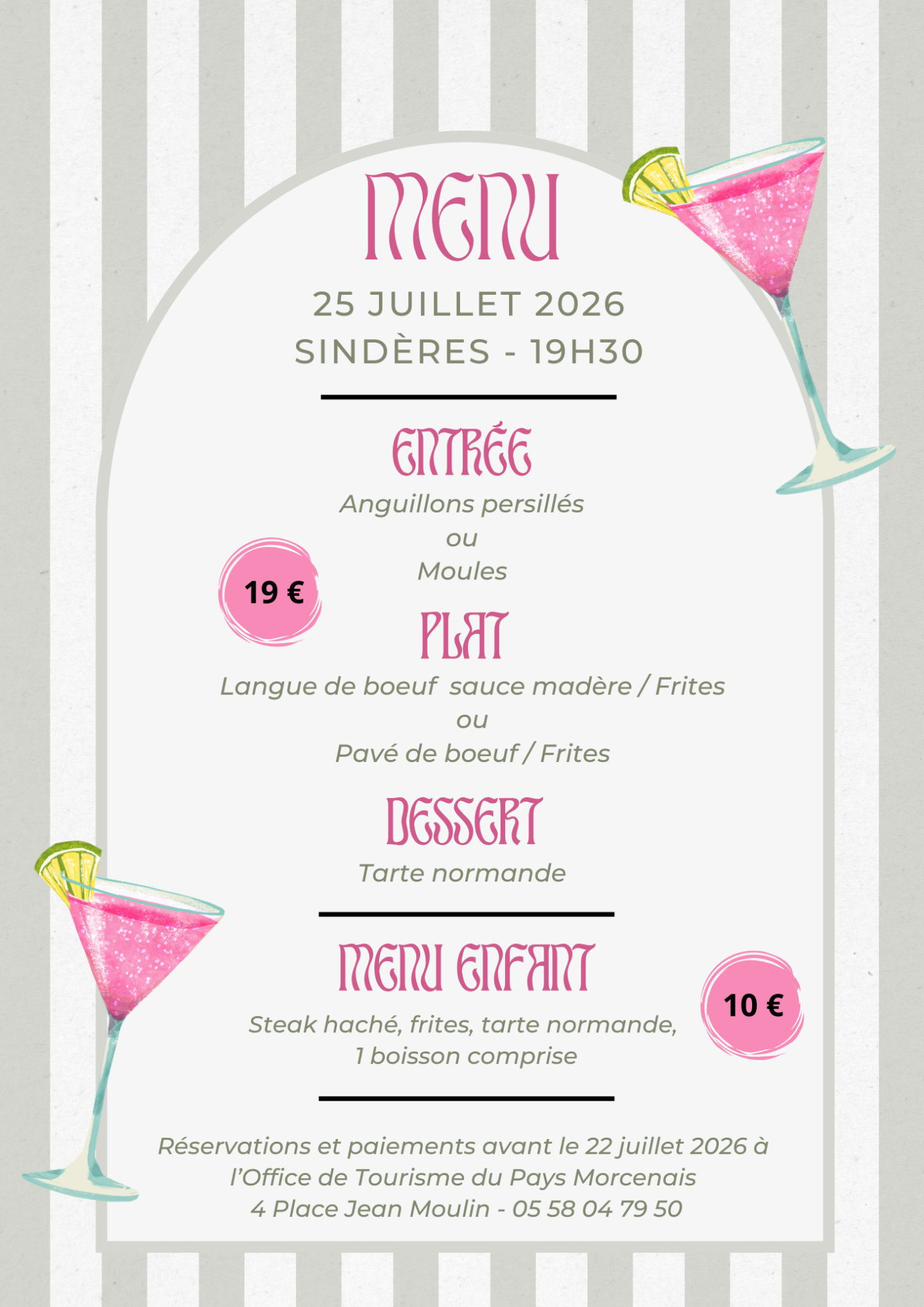 Fêtes locales Sindères RESERVEZ VOTRE REPAS !  Morcenx-la-Nouvelle
