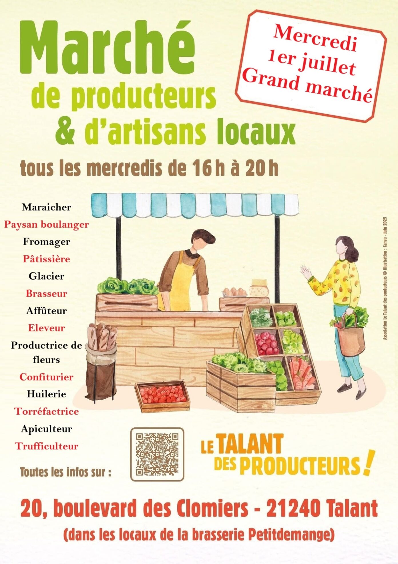Grand marché mensuel de producteurs et artisans locaux Brasserie Petitdemange Talant