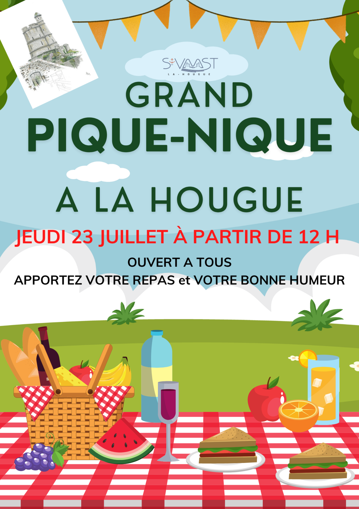 Grand pique nique à la Hougue Saint-Vaast-la-Hougue