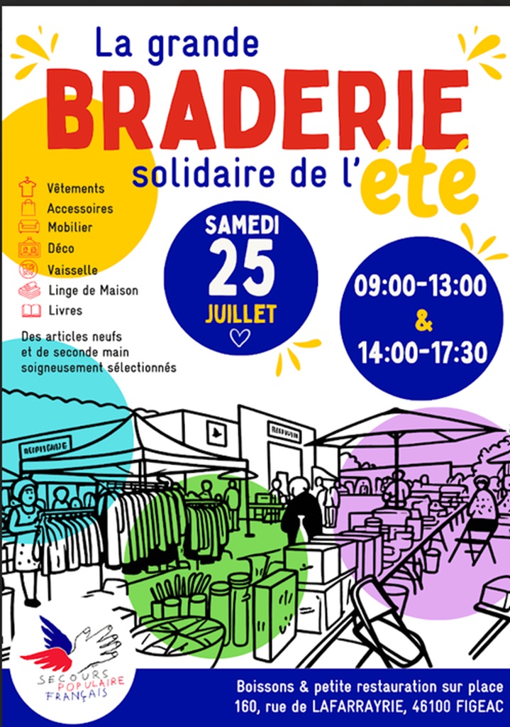Grande braderie solidaire de l’été du Secours Populaire Figeac