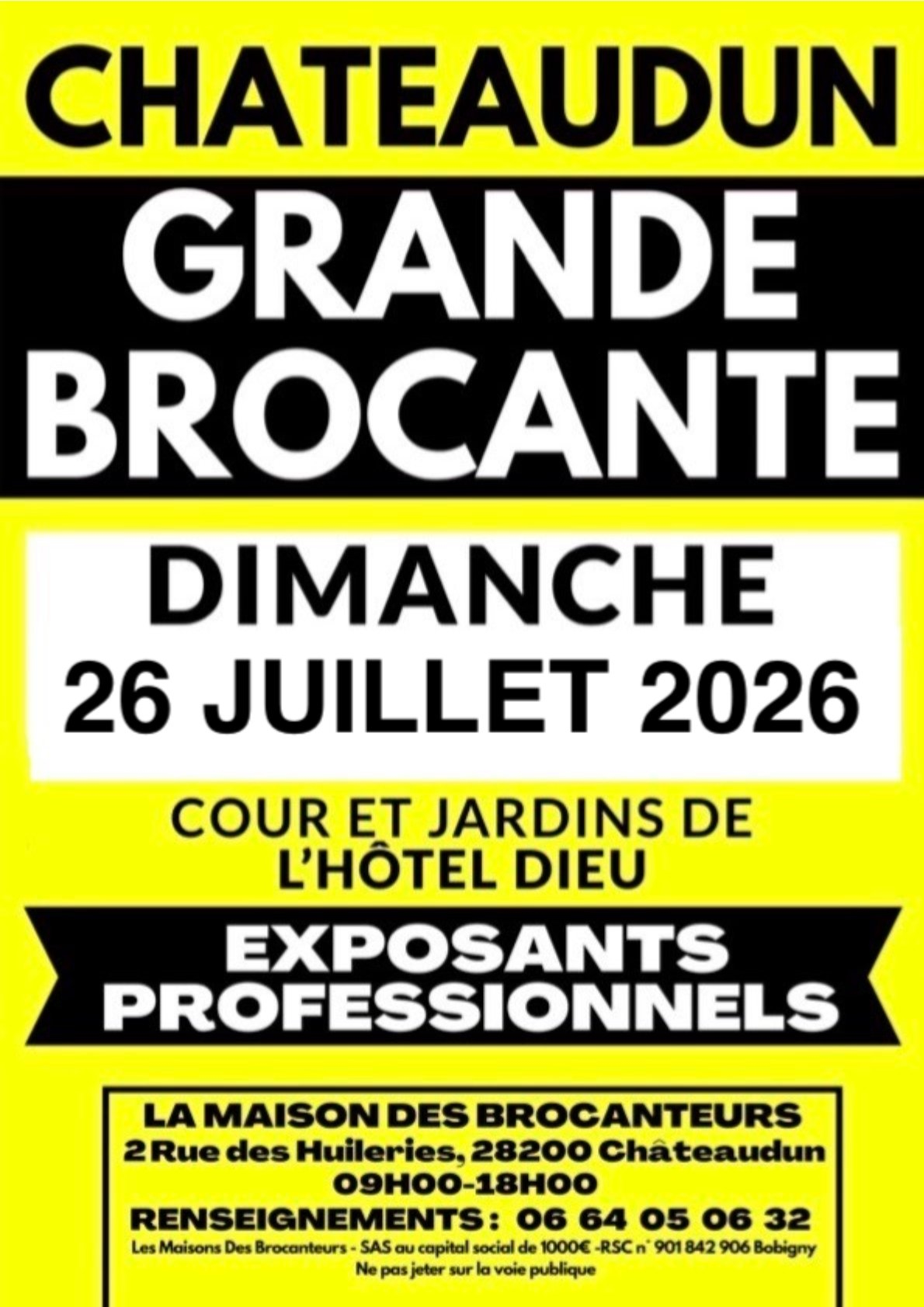 Grande Brocante de Châteaudun Cour et jardins de l’Hôtel-Dieu Châteaudun 2026-07-26