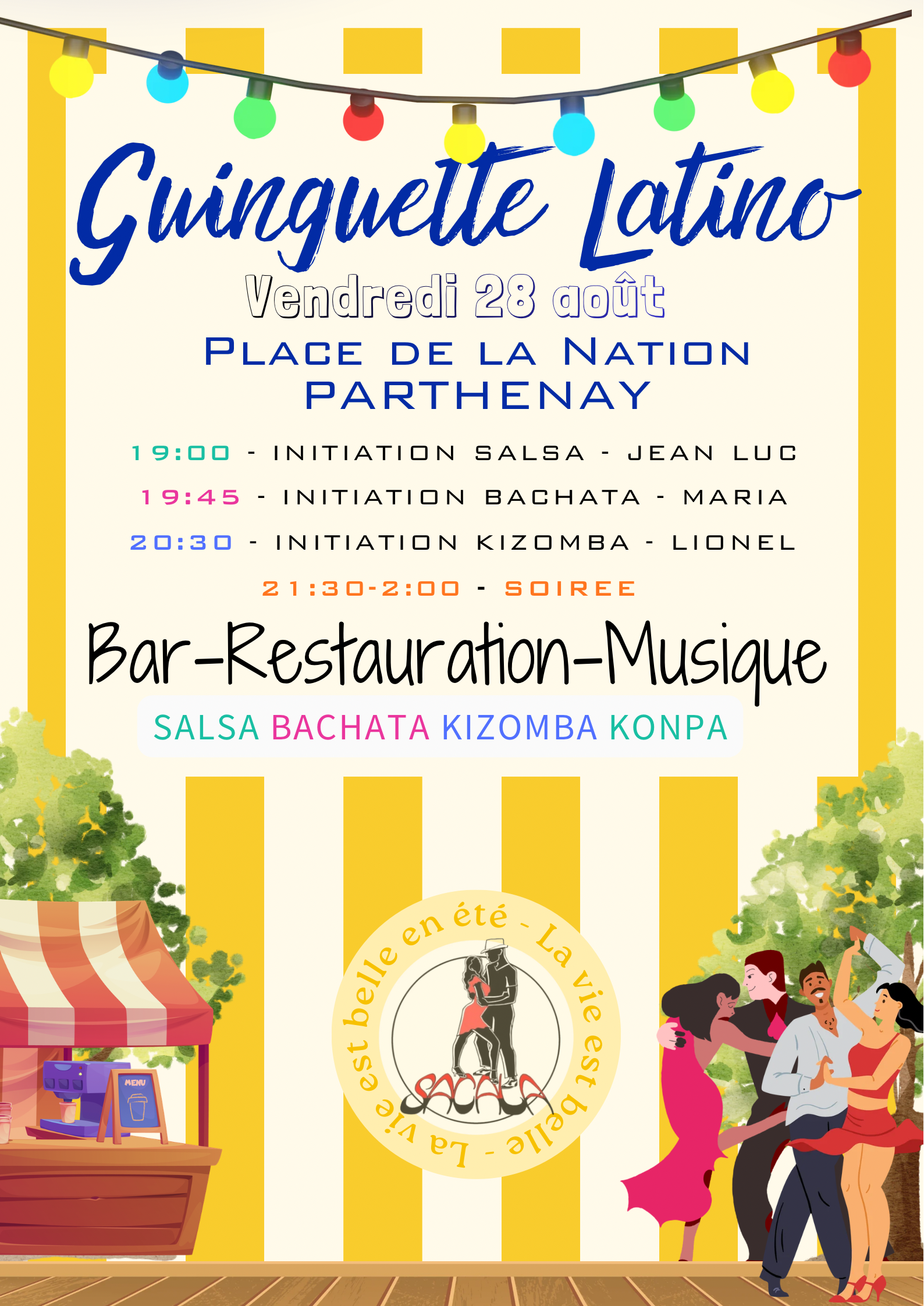 Guinguette latino Berges du Thouet Place de la Nation Parthenay 2026-08-28