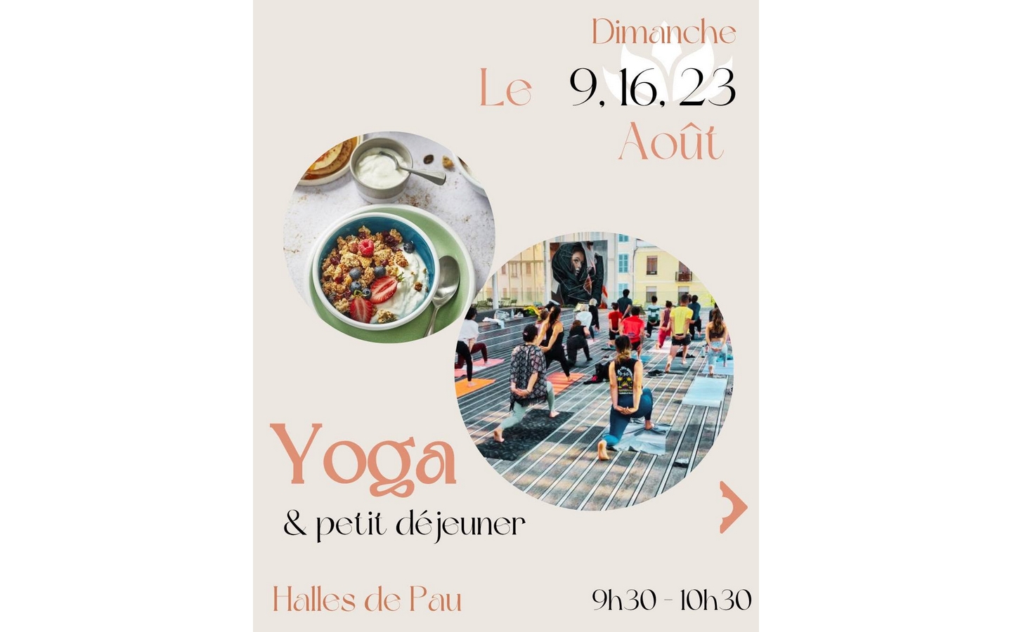 Halles de Pau Yoga: les matinales bien-être Halles de Pau Sur la terrasse Pau